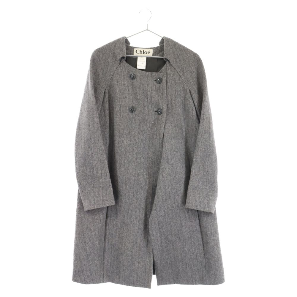 Chloe (クロエ) ウール ノーカラー コート レディース グレー