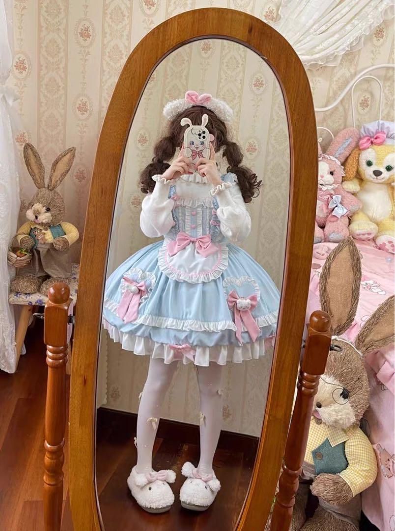 ♥ うさぎのしっぽ付きリボンが可愛いロリータワンピース