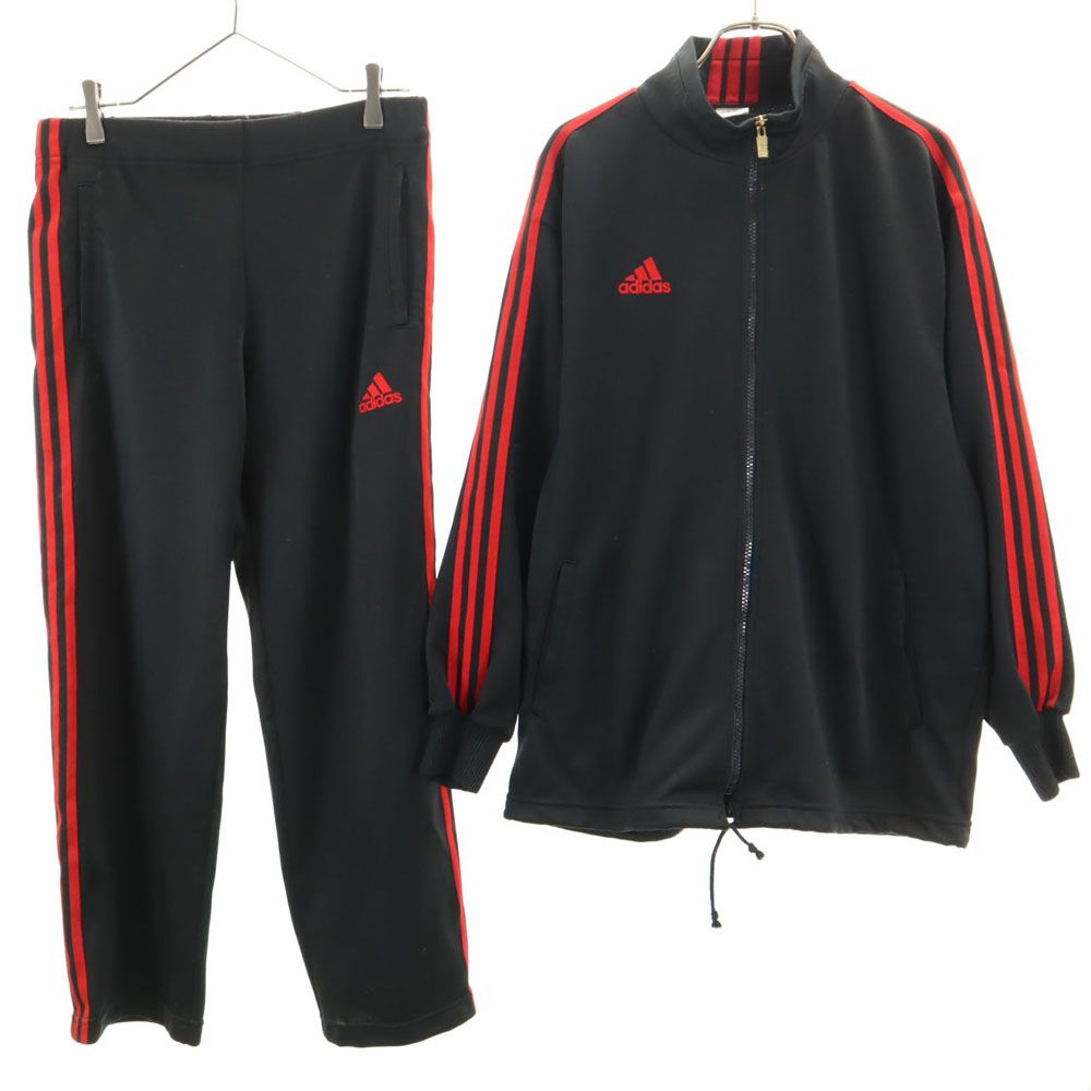 アディダス 90s デサント社 日本製 オールド トラックジャケット 上下 セットアップ M/S ブラック adidas ジャージ メンズ
