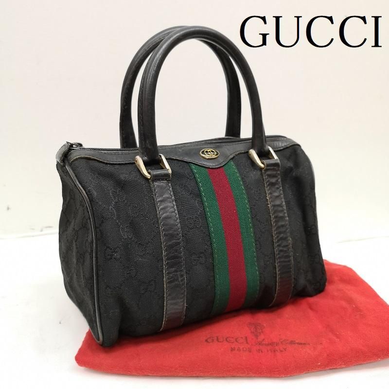 美品GUCCI 黒 レザー ボストンバッグ 大容量 極美品/大容量◎ グッチ GUCCI シマ メンズ ビジネス レザー 本
