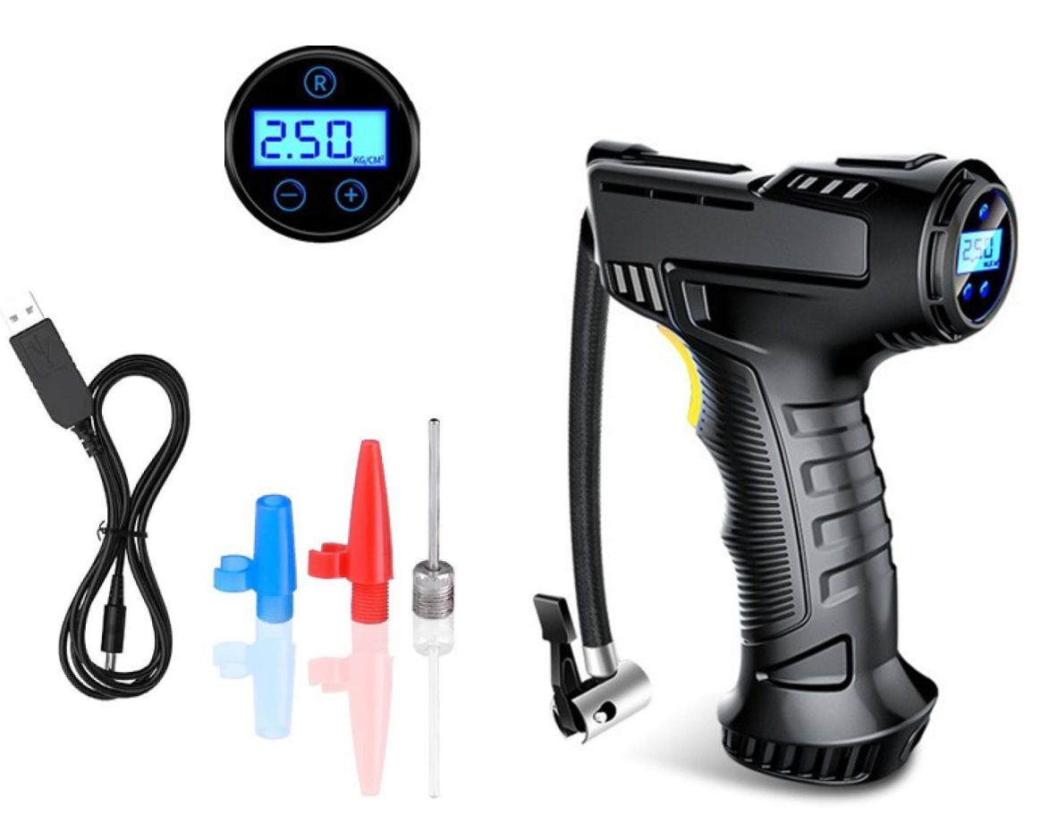 最新 正規品 エアーコンプレッサー ハンディ 持ち運び 小型コンプレッサー 充電式 コードレス LED 照明 ライト ポータブル ミニコンプレッサー 電動空気入れ 家庭用 コンプレッサー 空気 入れ 自動車 USB 充電 バッテリー タイヤ 電動 コンパクト