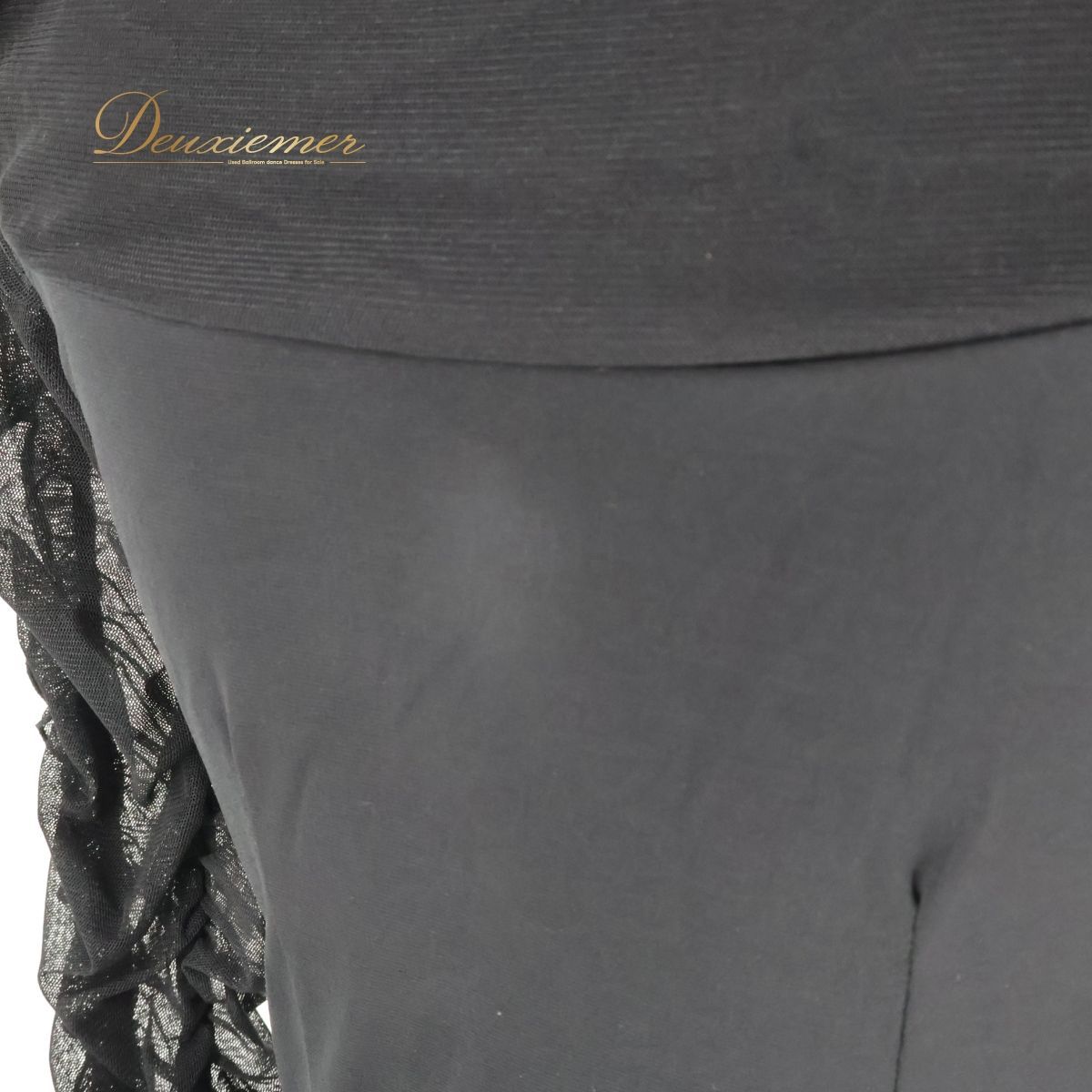 社交ダンス衣装】ブラック create-sun 上下セット 黒 無地 レース 社交