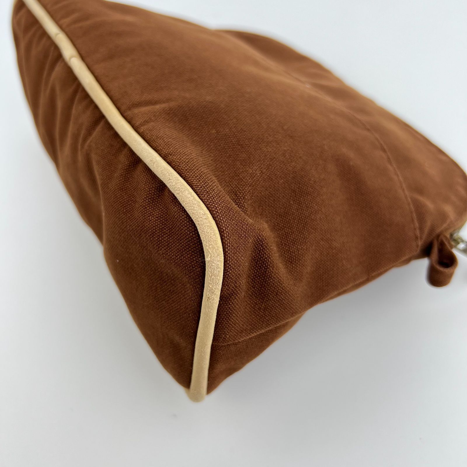 HERMES エルメス ボリードポーチMM 化粧ポーチ ブラウン キャンバス  