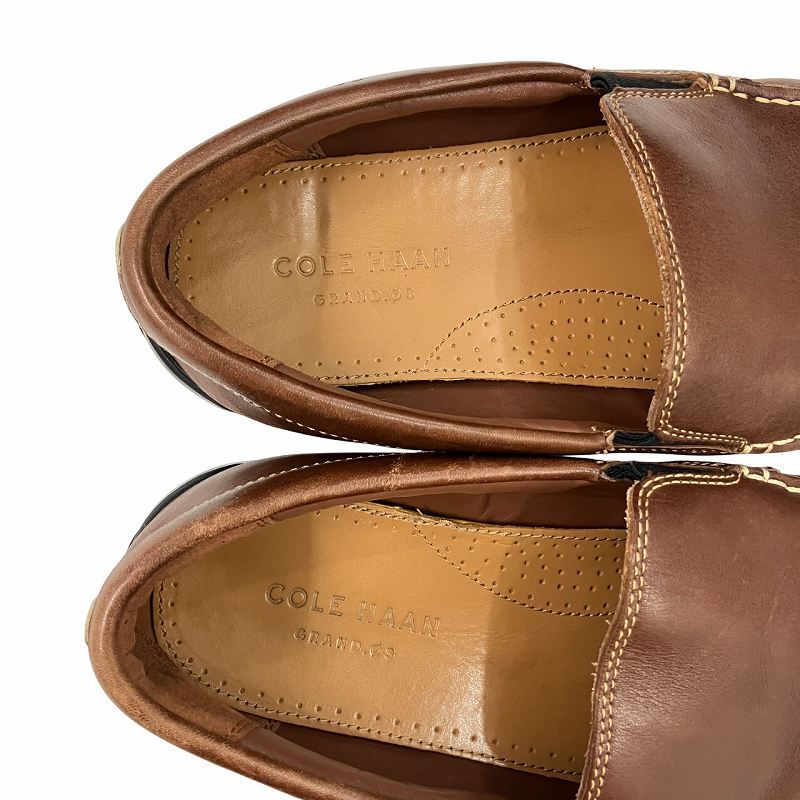 良品✨コールハーン デッキシューズ27 レザー ブラウン ローファー スリッポン コールハーン COLE HAAN サンタ バーバラ ツイン ゴア2