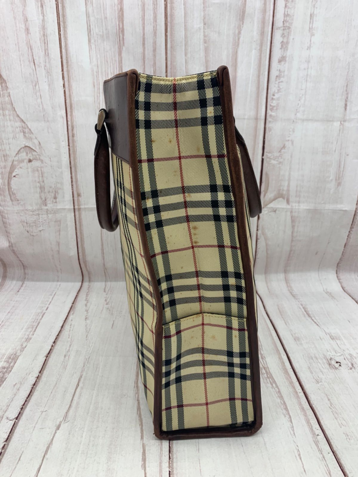 Burberry ノバチェック　ハンドバック　レザー A4収納可 BURBERRY バーバリー キャンバス×レザー ノバチェック