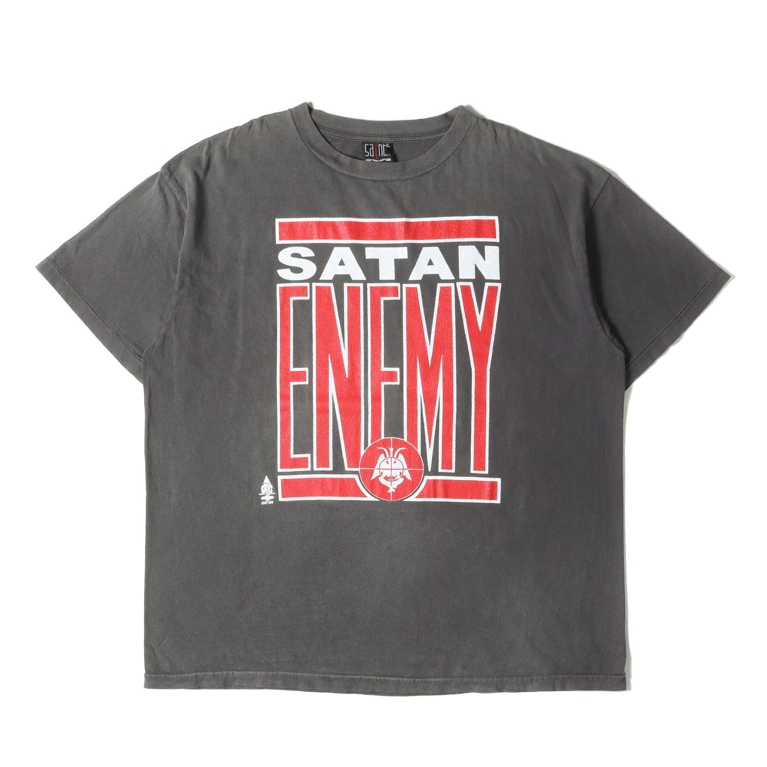 美品 SAINT MICHAEL セントマイケル Tシャツ サイズ:XXL 22SS ヴィンテージ加工 グラフィック クルーネック 半袖Tシャツ SS TEE/SATAN ENEMY ブラック 黒 トップス カットソー【メンズ】