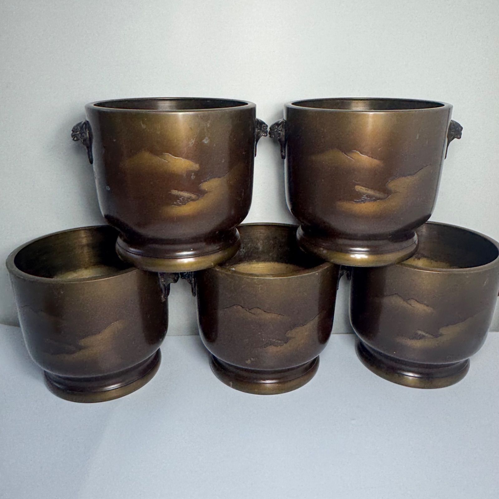 火鉢 彫刻風景デザイン 特大サイズ レトロ ヴィンテージ 骨董 火鉢 古