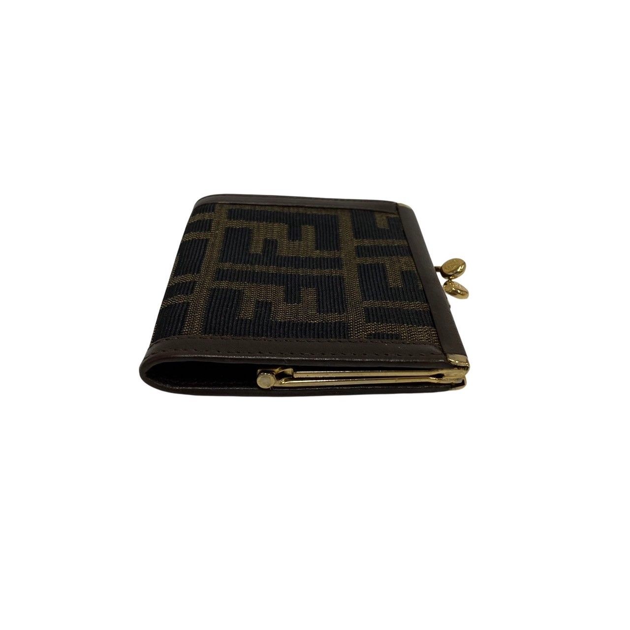 美品フェンディ　コインケース FFロゴデザイン　ズッカ柄　がま口 未使用級】FENDI フェンディ 二つ折り財布 コインケース カード