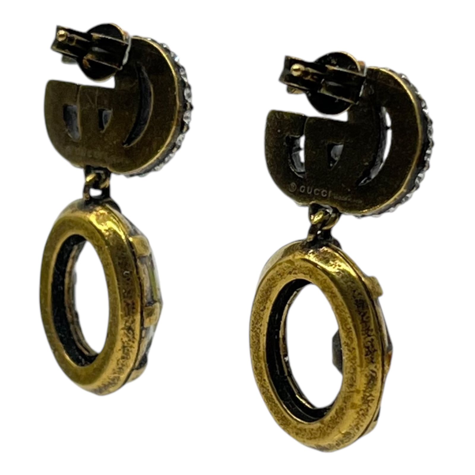 GUCCI(グッチ) Double G crystal gold earrings ダブルG クリスタル 