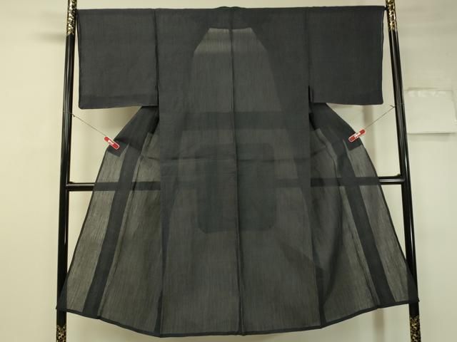 平和屋着物＊夏物　男性　小千谷ちぢみ　藍鉄色　麻　逸品　未使用　CAAU5214vp 平和屋着物＊夏物 男性 小千谷ちぢみ 藍鉄色 麻 逸品 未使用