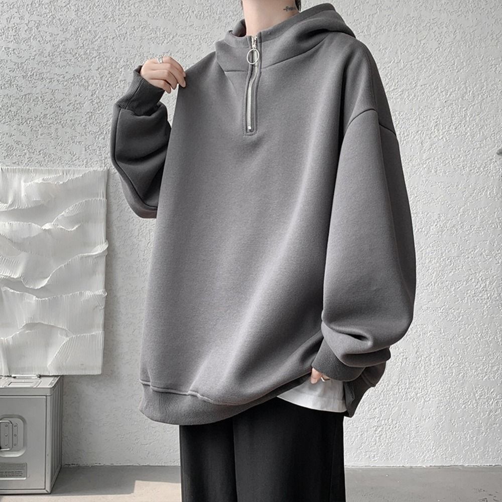 ☆ ダークグレー ☆ 3XL ☆ プルオーバーパーカー 厚手 パーカー メンズ 大きいサイズ 厚手 プルオーバー フーディー 長袖 ハーフジップ 裏起毛 ゆったり ビッグシルエット オーバーサイズ レディース 体型カバー 秋冬 春秋 おしゃれ オシャレ