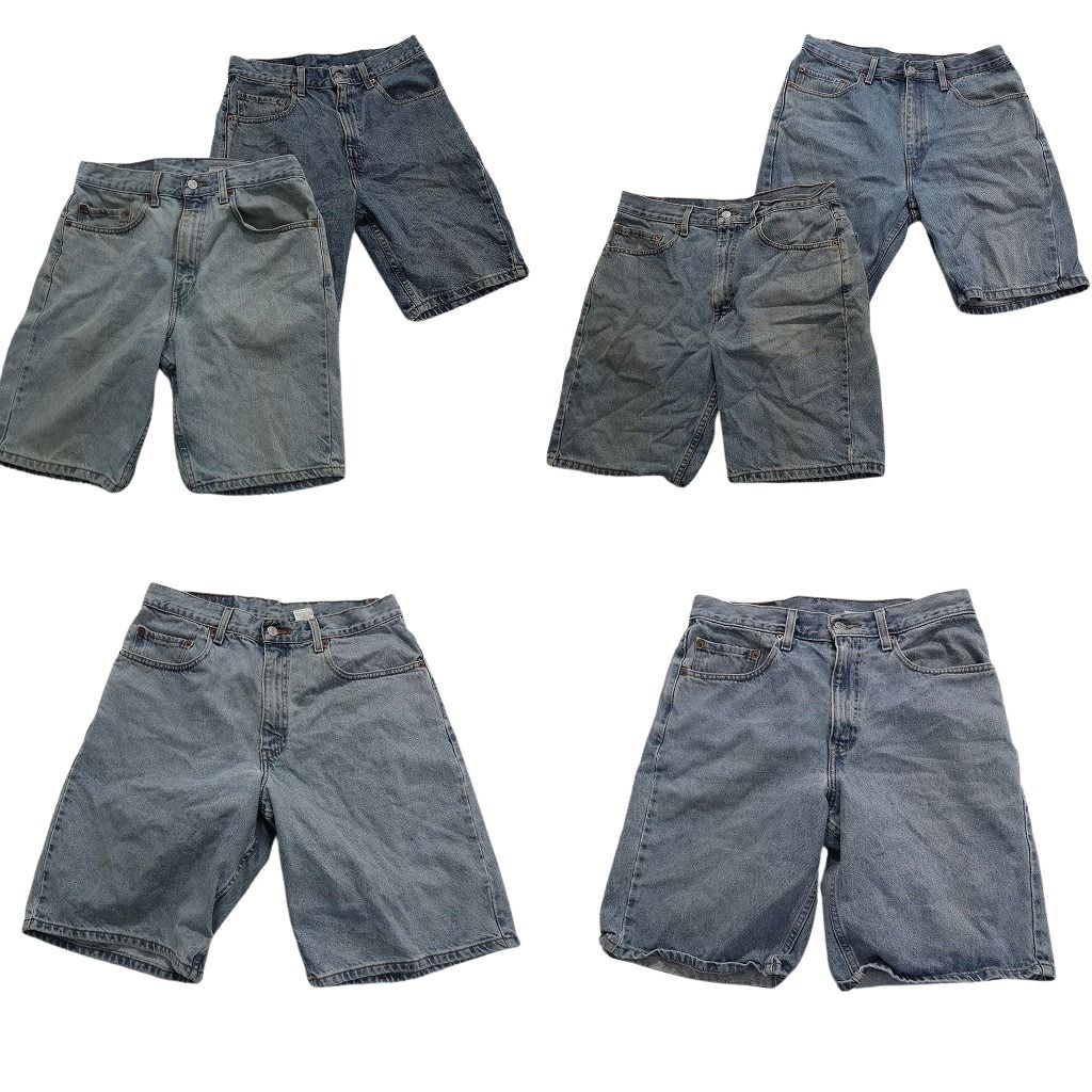 古着卸 リーバイス 紙タグ デニム ショートパンツ 6枚セット メンズ 30 |32 |33 |34 550 560 505 インディゴ 古着 NA4529