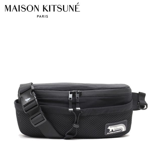 25SSモデル メゾン キツネ MAISON KITSUNE レディース フラッシュフォックス バムバッグ ボディバッグ BLACK NM05171WQ4034 BLACK| 2025SS l-bag