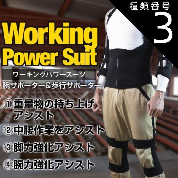種類3 S|ブラック アトリエケー ワーキングパワースーツ腕 膝サポーターセット ブラック ホワイト