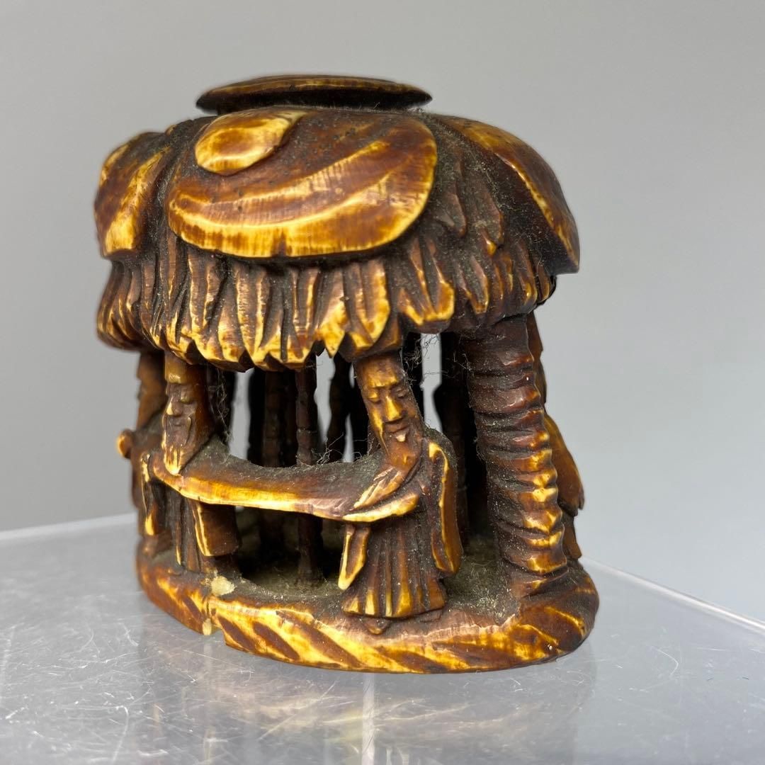 【最安値新登場】 角製 時代特大人物透彫根付 67g 横幅約5.5㎝ 東Y6-0419 大幅値下