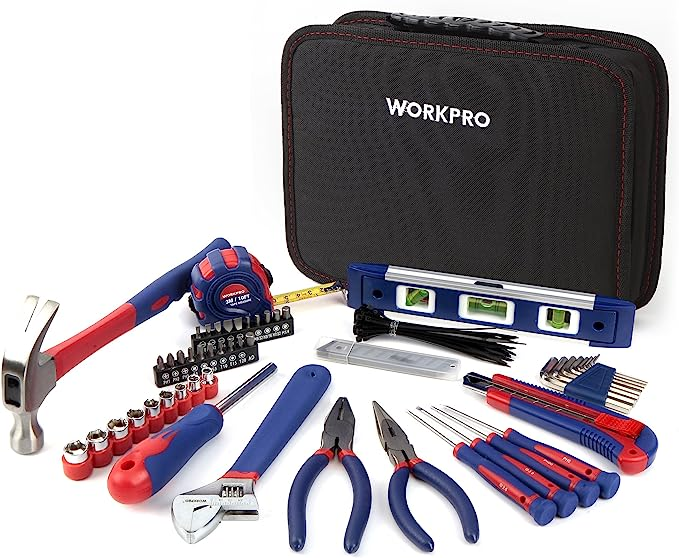WORKPRO 100点組 ホームツールセット 工具セット ガレージツールセット 日常ツールキット 日曜大工 家庭修理 家具の組み立て  住まいのメンテナンス用 収納バッグ付き ::13075