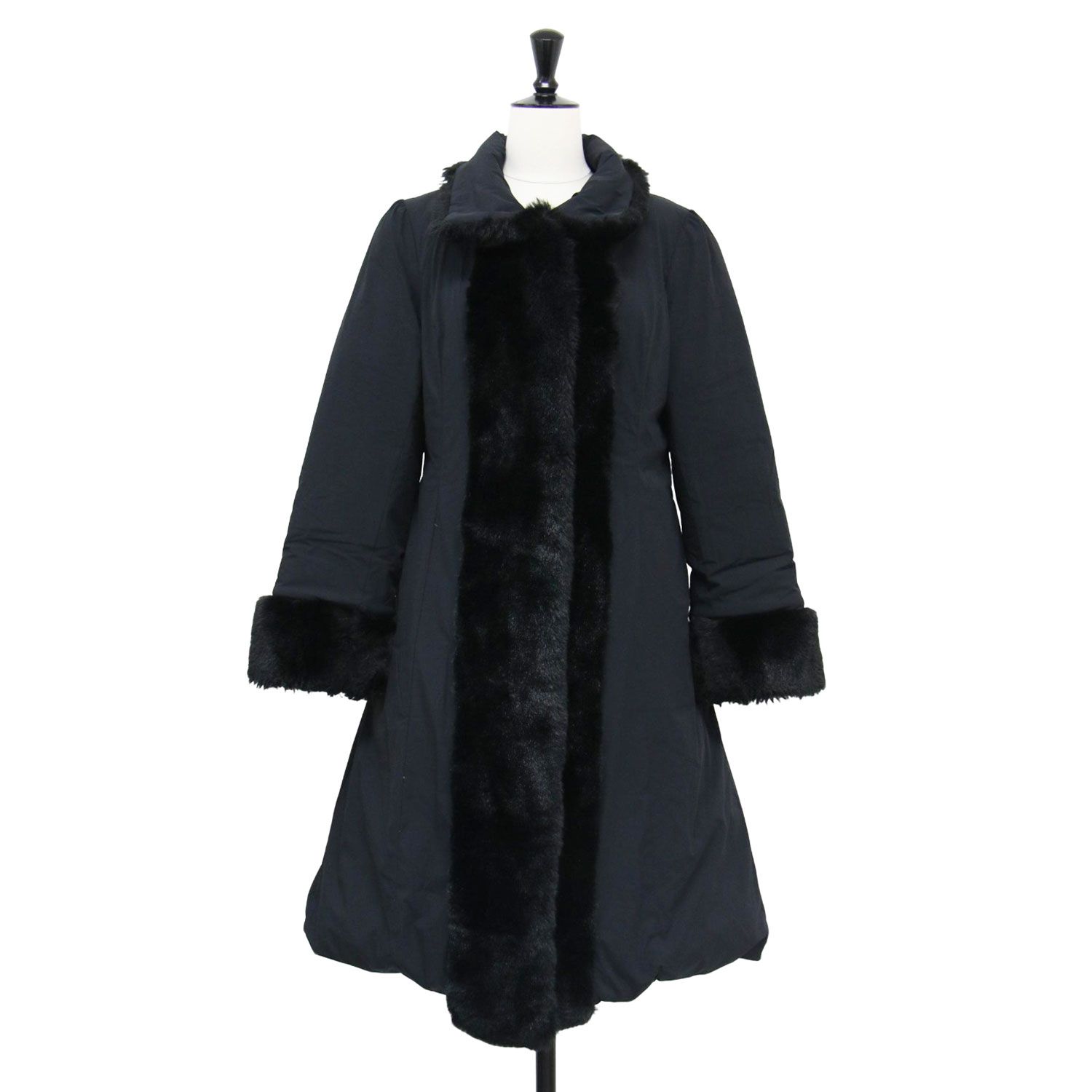 M'S GRACY ❤️ブラック ロングコート 36（S） MS GRACY 黒 ファー付き