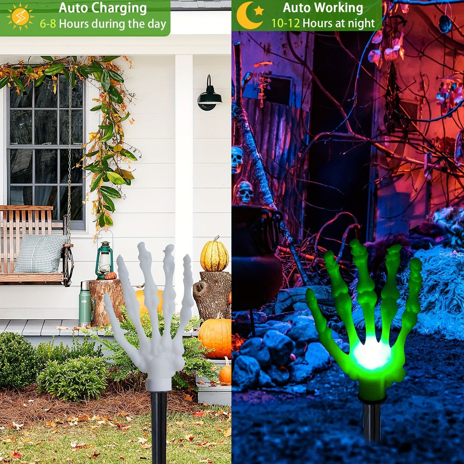 ソーラーライト ガーデンライト ガーデンオーナメント ガイコツの手 12個セット ホラー ハロウィン装飾 ガーデニング お庭 玄関ライト 園芸装飾 インテリア オシャレ 防水 プラスチック ギフト プレゼント ガーデンステーク ガーデンピック NEXPOTALLINN_EU