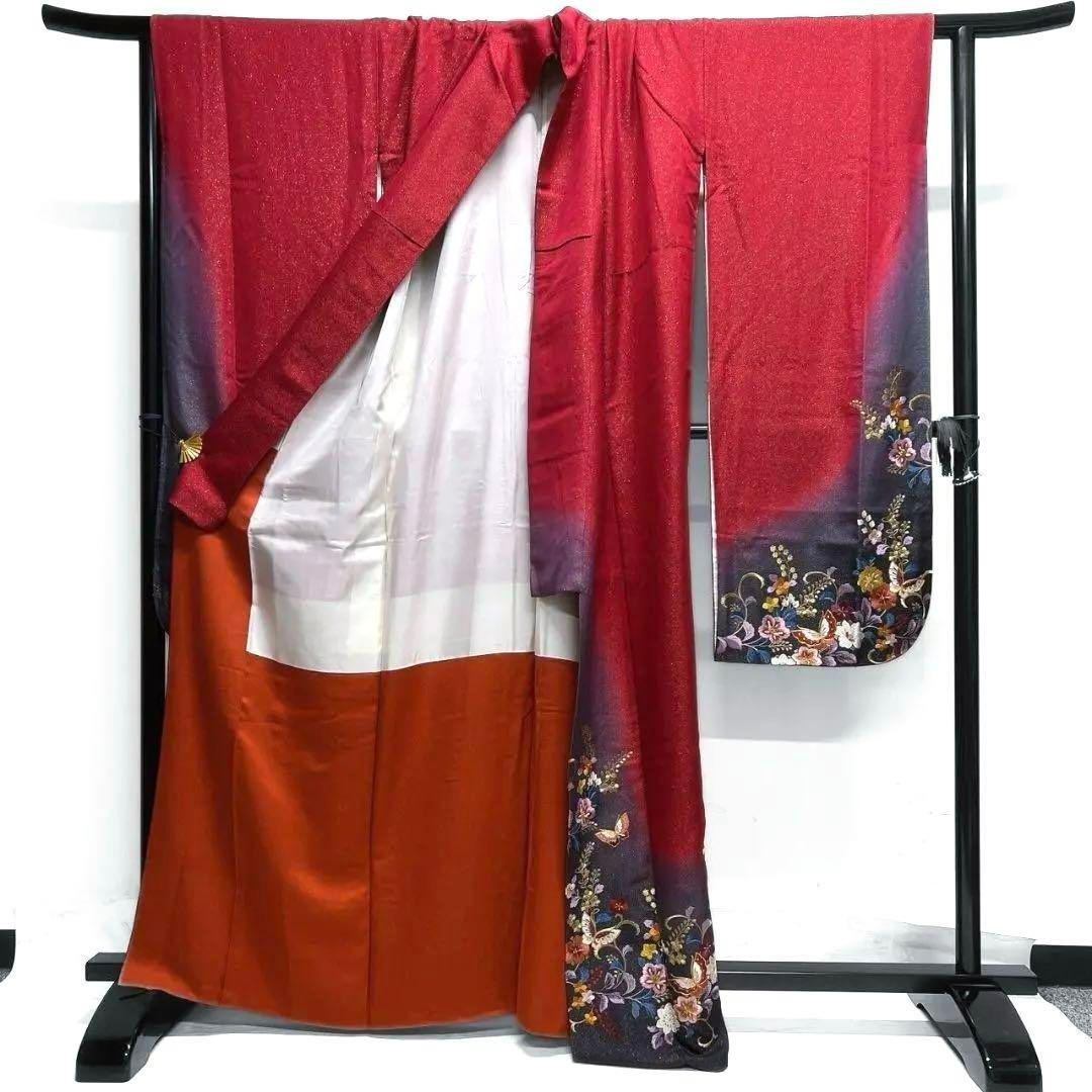 アンティーク　刺繍　金駒刺繍　鳳凰　振袖　襦袢セット　成人式 着物 022a p アンティーク刺繍金駒刺繍鳳凰振袖襦袢セット成人式 着物 022a p