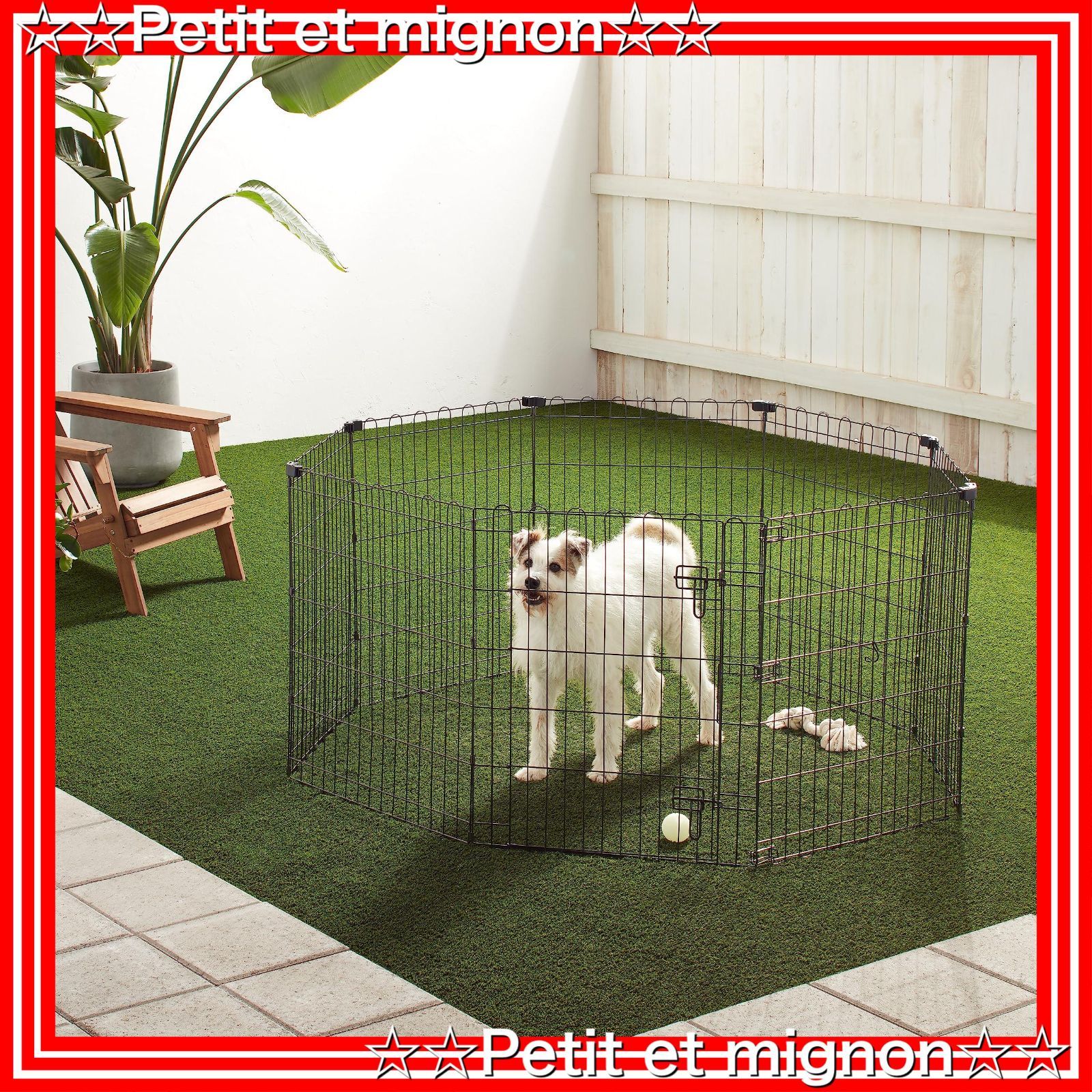 ペットサークル ペットフェンス 犬用 折りたたみ可能金属製ゲート付きパネル8枚 ペットサークル ペットフェンス 犬用 折りたたみ可能 金属製 ゲート