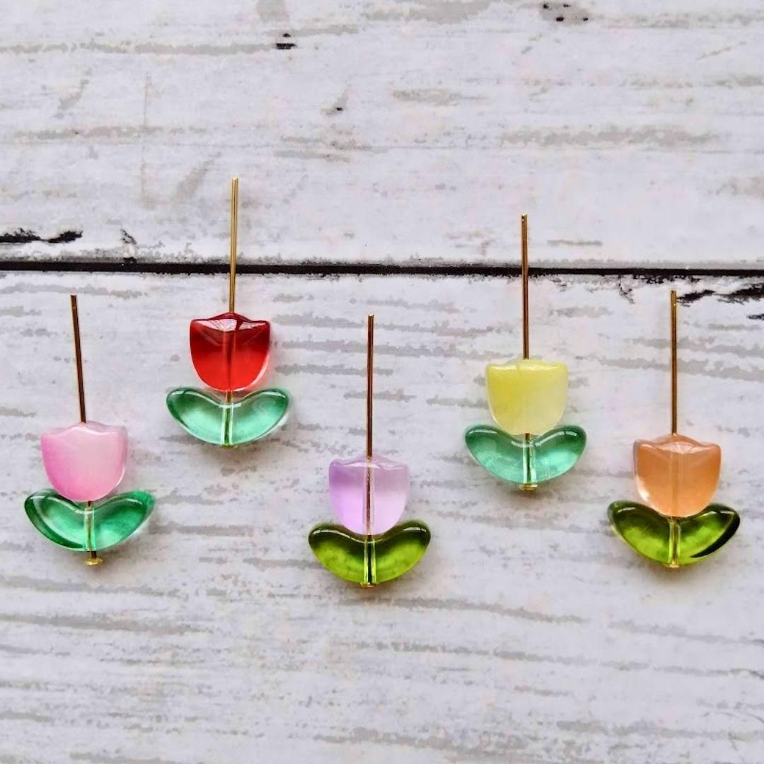 ハンドメイドフラワーチャーム 20個 フロスト ハンドメイドフラワー