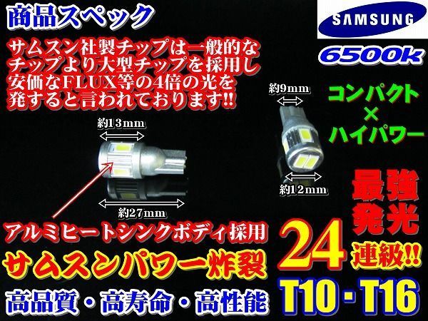 T10 爆光 LED ポジションランプ 安心の車種別設定 サファリ【SAFARI】 Y61 H14.11 ～ H16.7 T10 用 最強3w  サムスンチップ 24連級 - メルカリ