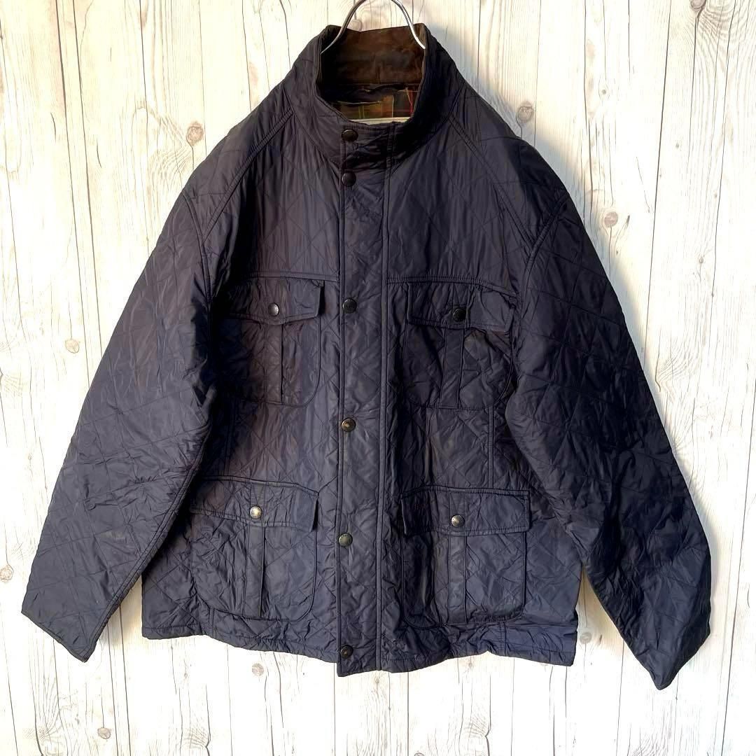 Barbour バブアー キルティングジャケット メンズXXLサイズ ブルゾン ジャンバ― 濃紺 灰黒 ダークネイビー 大きめ ビックサイズ 英国ブランド