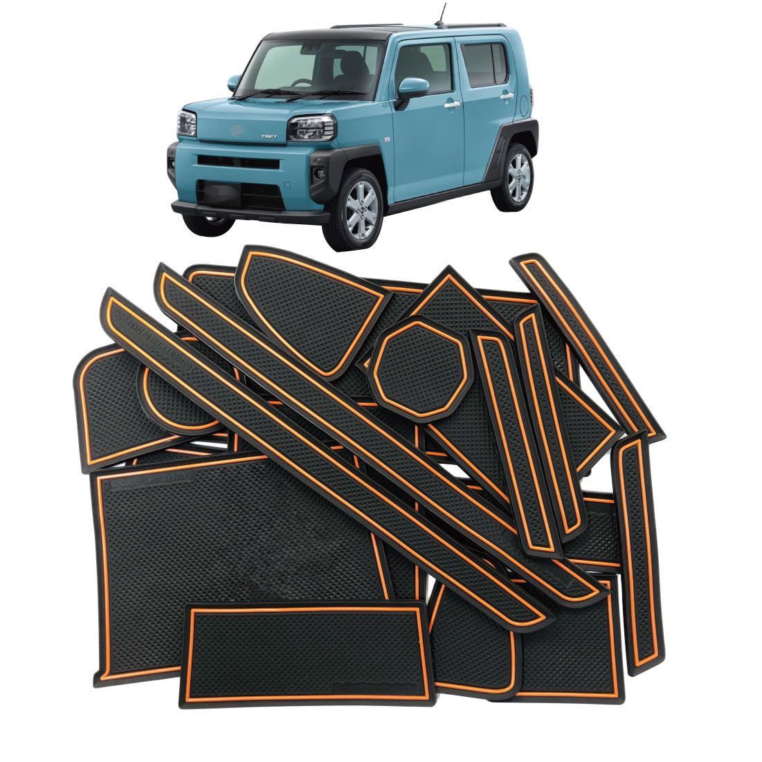 DAIHATSU アクセサリー ドレスアップパーツ TAFT TAFT ドアポケットマット ドアマット ラバーマット 用アーバンオレンジ インテリアラバーマット 専用 LA91S型 Gグレードターボ含221月以降MC後モデ