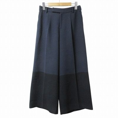 アドーア ADORE ワイドパンツ タック バイカラー ネイビー 黒 36