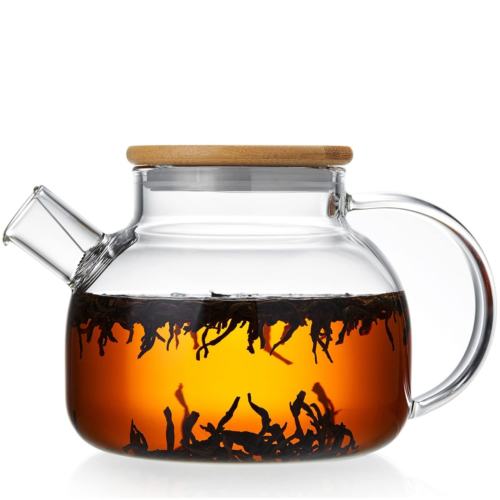 【人気商品】フルーツティー 緑茶 リーフティー 紅茶 花咲く工芸茶 丸型 ガラス製ポット ケトル 透明 茶こし付き 割れにくい 耐熱ガラス 直火対応 ガラスやかん 大容量 ティーポット ガラス