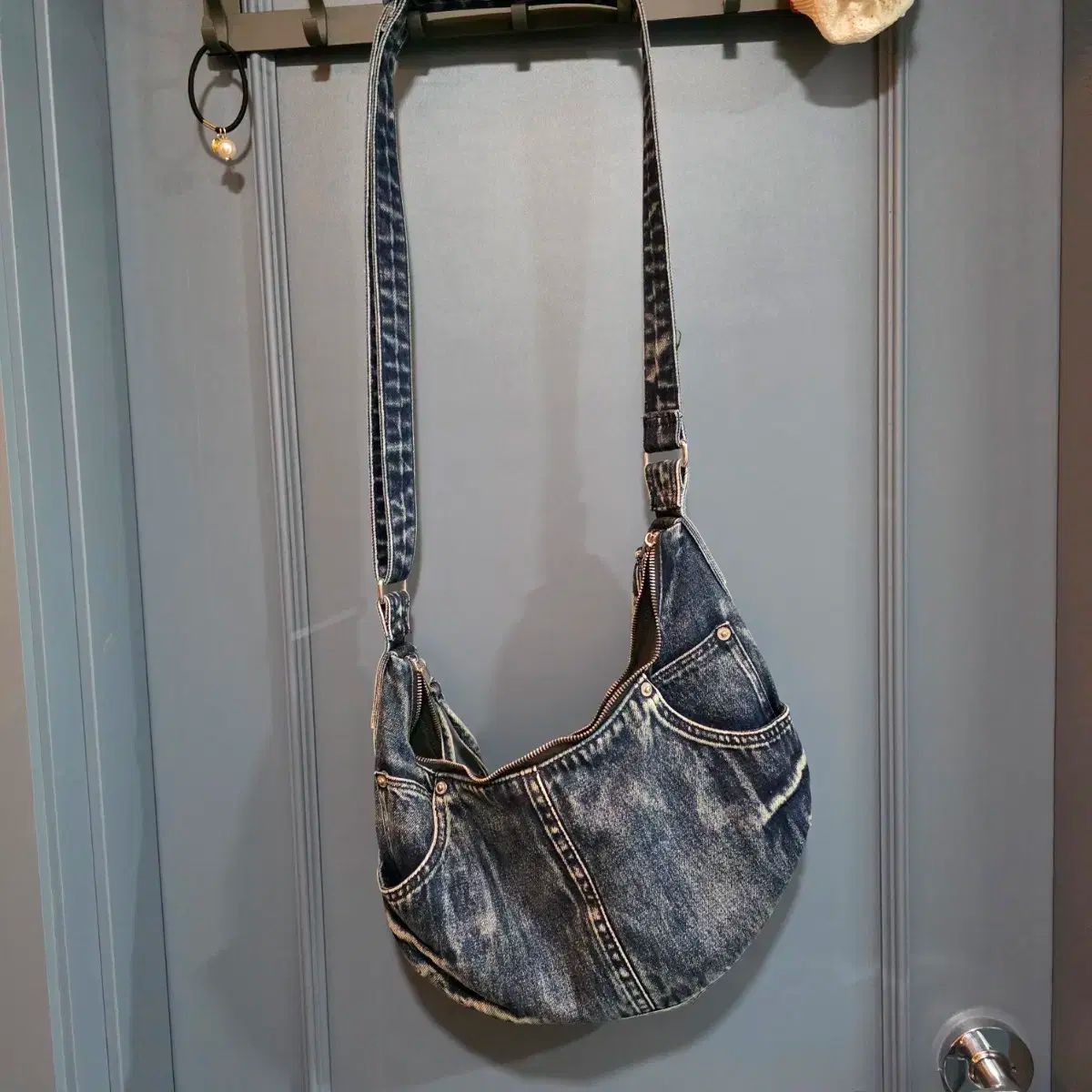 MAISON MINED メゾンミネド デニム サドルバッグ ブルー