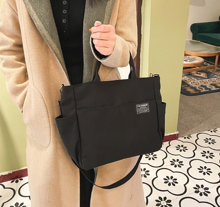 4色 トートバッグ ショルダーバッグ 大きめ カジュアル デイリー ショルダーバッグ 帆布 ファスナー付き 大きめ a4収納 斜めがけ