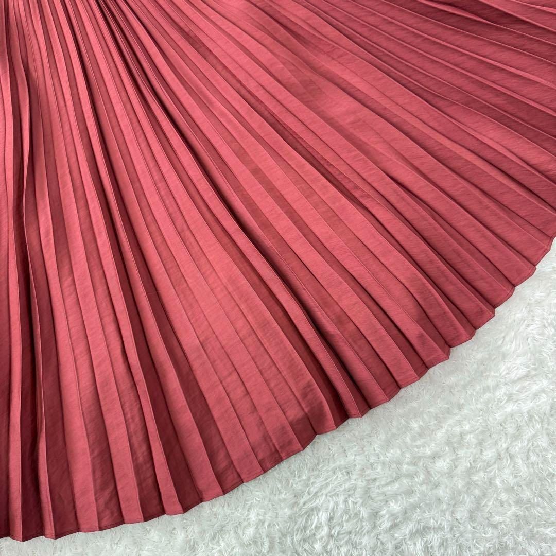 美品 ebure エブール プリーツ ロング スカート 赤系 red ピンク