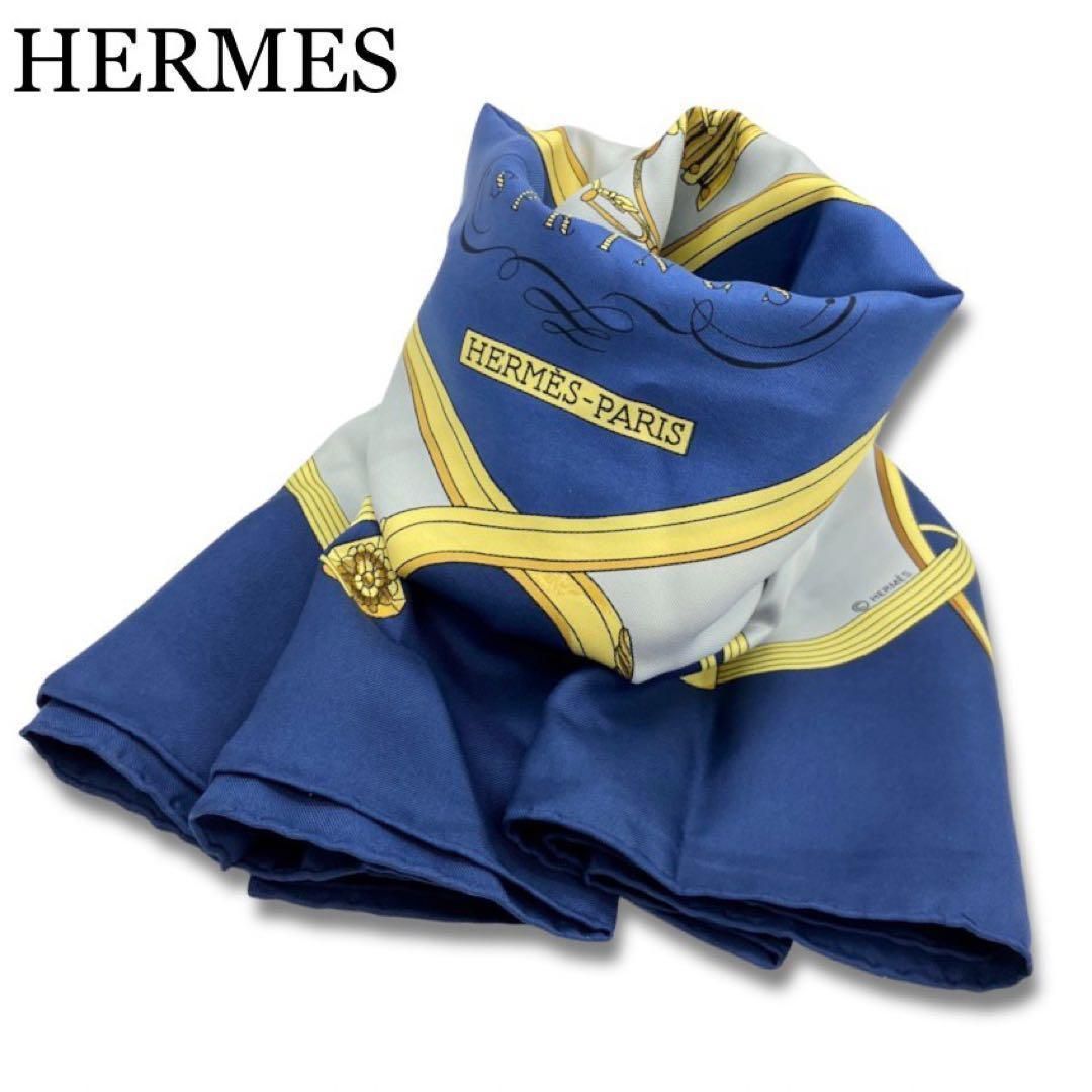 HERMES エルメス カレ 90 スカーフ ショール ブルー シルク - メルカリ