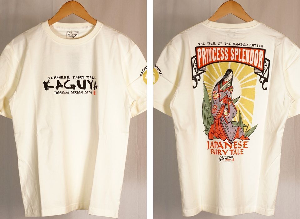 米国素材　ジャマイカ製　XL Tシャツ アートT 半袖Tシャツ　染み込みプリント 粋狂 かぐや姫 抜染プリント 天竺 半袖Tシャツ 44(XL)サイズ syt