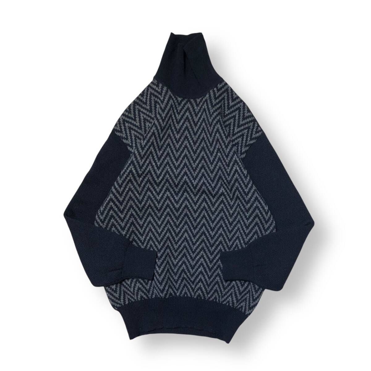 80s archive COMME des GARCONS HOMME Turtleneck Long Sleeve Knit フロント柄タートルネックニット コムデギャルソンオム