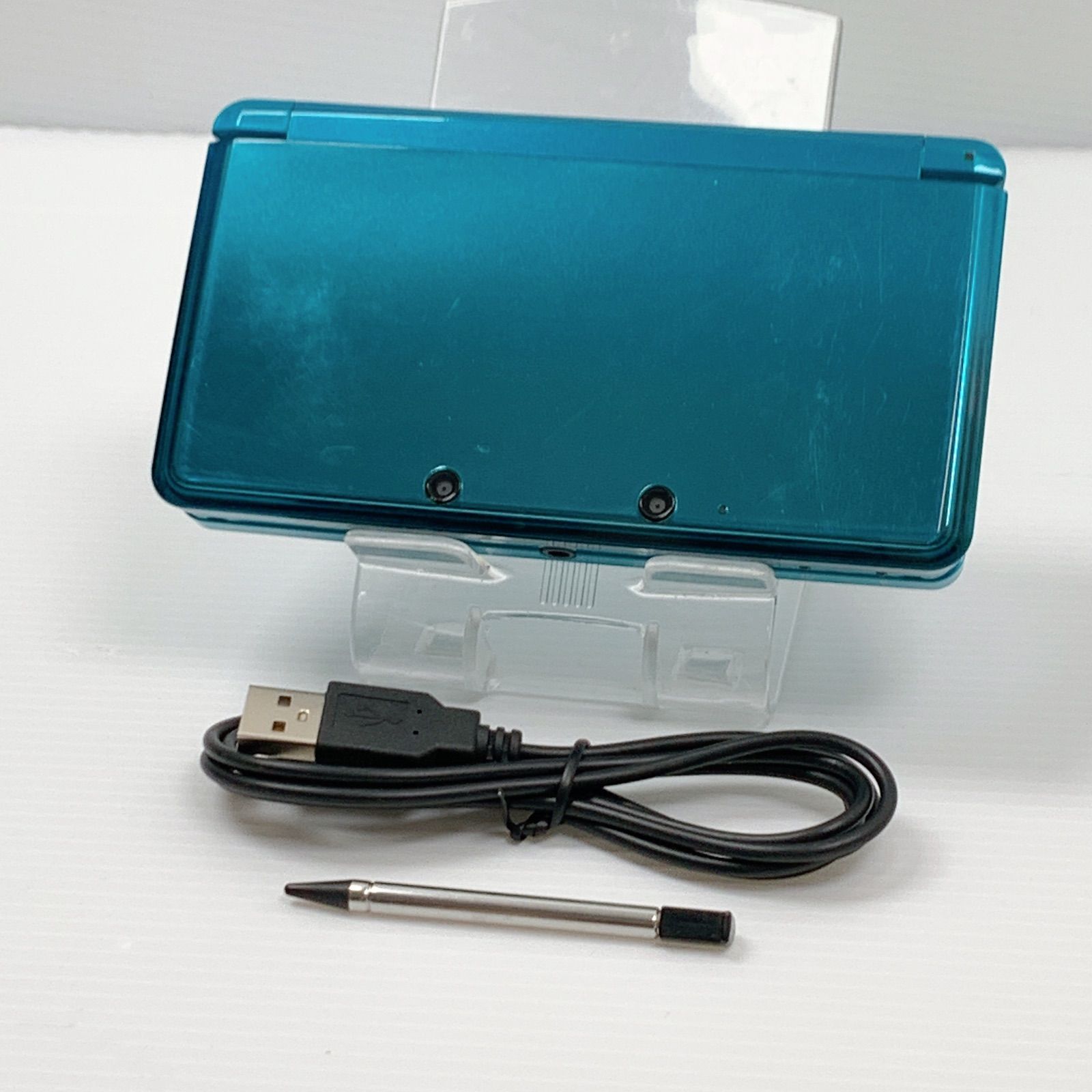任天堂 3ds アクアブルー 動作確認済み ケースなし タッチペン充電器SD有り 任天堂 ニンテンドー3DS 本体 【アクアブルー 】タッチペン付き