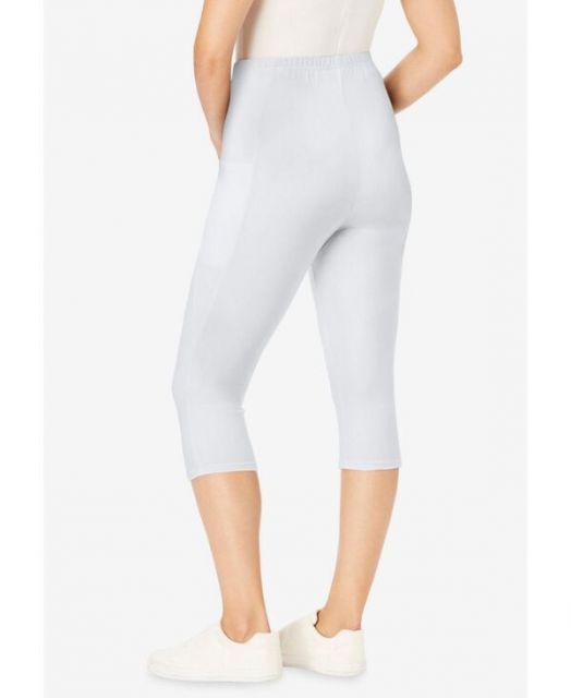ウーマン ウィズイン レディース レギンス ボトムス Plus Size Within Stretch Cotton Pocket Capri Legging White