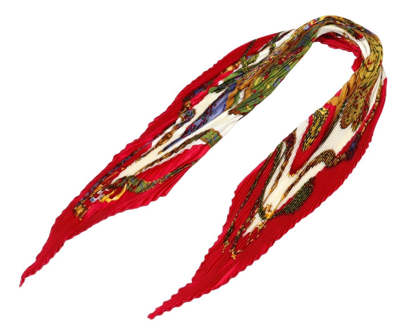 ❤良品❤　エルメス　プリーツスカーフ　GRAND LARGUE レッド　969 ❤良品❤ エルメス プリーツスカーフ GRAND LARGUE レッド 969