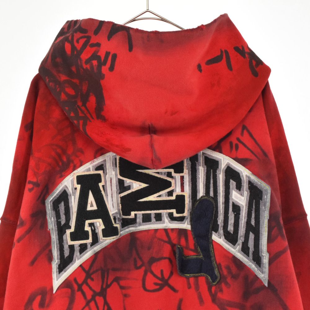 BALENCIAGA (バレンシアガ) SKATER GRAFFITI ZIP UP HOODIE RED 