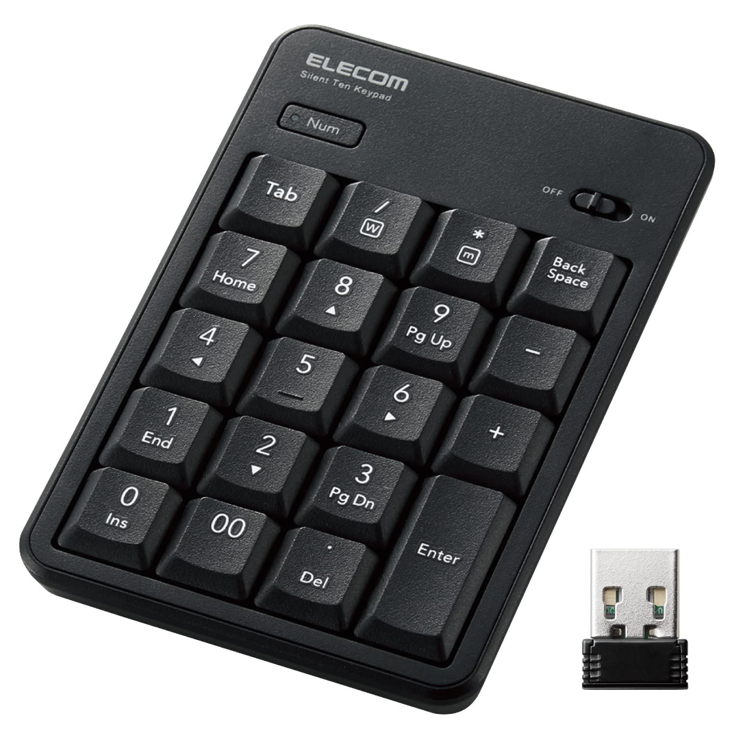 抗菌 静音 Windows/Chrome ワイヤレス OS/macOS対応 テンキー ブラック USB TK-TDM022SKBK エレコム