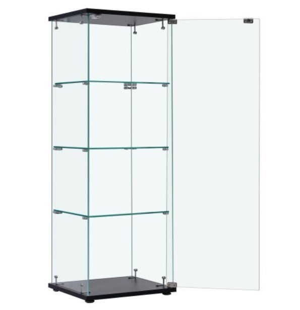 ケースガラスディスプレイキャビネットフィギュアケース4段 ホワイト強化ガラス全面ガラス サイズ 幅42.5×奥行36.5×高さ1.2 ZYP35