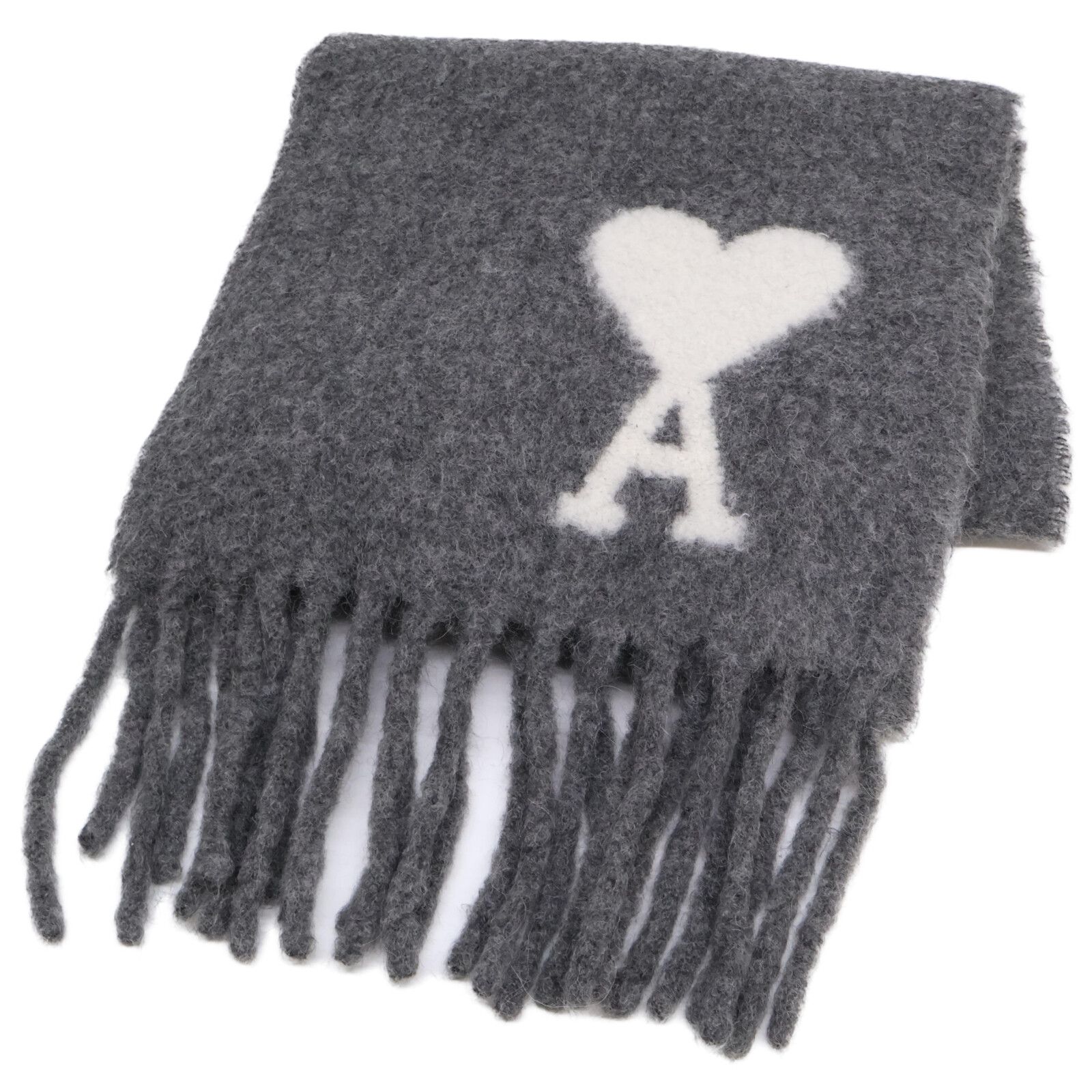 短期間出品　Ami Paris アミパリス　ロゴマフラー　美品 AMI PARIS (アミパリス ) ロゴ フリンジ ロングマフラー