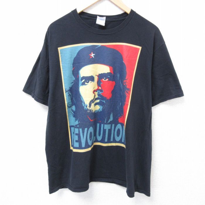 XL/古着 半袖 Tシャツ メンズ チェゲバラ 大きいサイズ コットン クルーネック 黒 ブラック 24jul05 中古