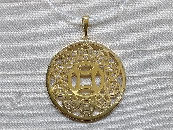 K18 サークル 透かし ペンダントトップ 1g 直径18mm 模様 18K 18金イエローゴールド