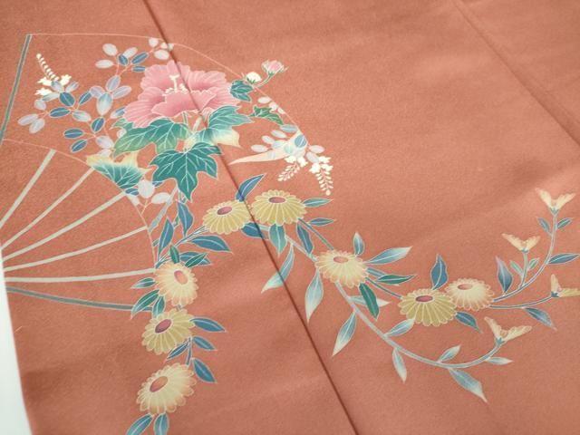 平和屋着物●名門・上野家　上野街子　清染居　訪問着　扇面花文　正絹　逸品　DAAV6681ps 平和屋着物○名門・上野家 上野街子 清染居 訪問着 扇面