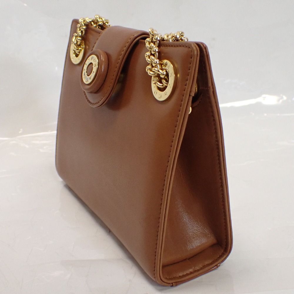 Tiffany&Co ブラウンレザー ハンドバッグ ゴールドチェーン