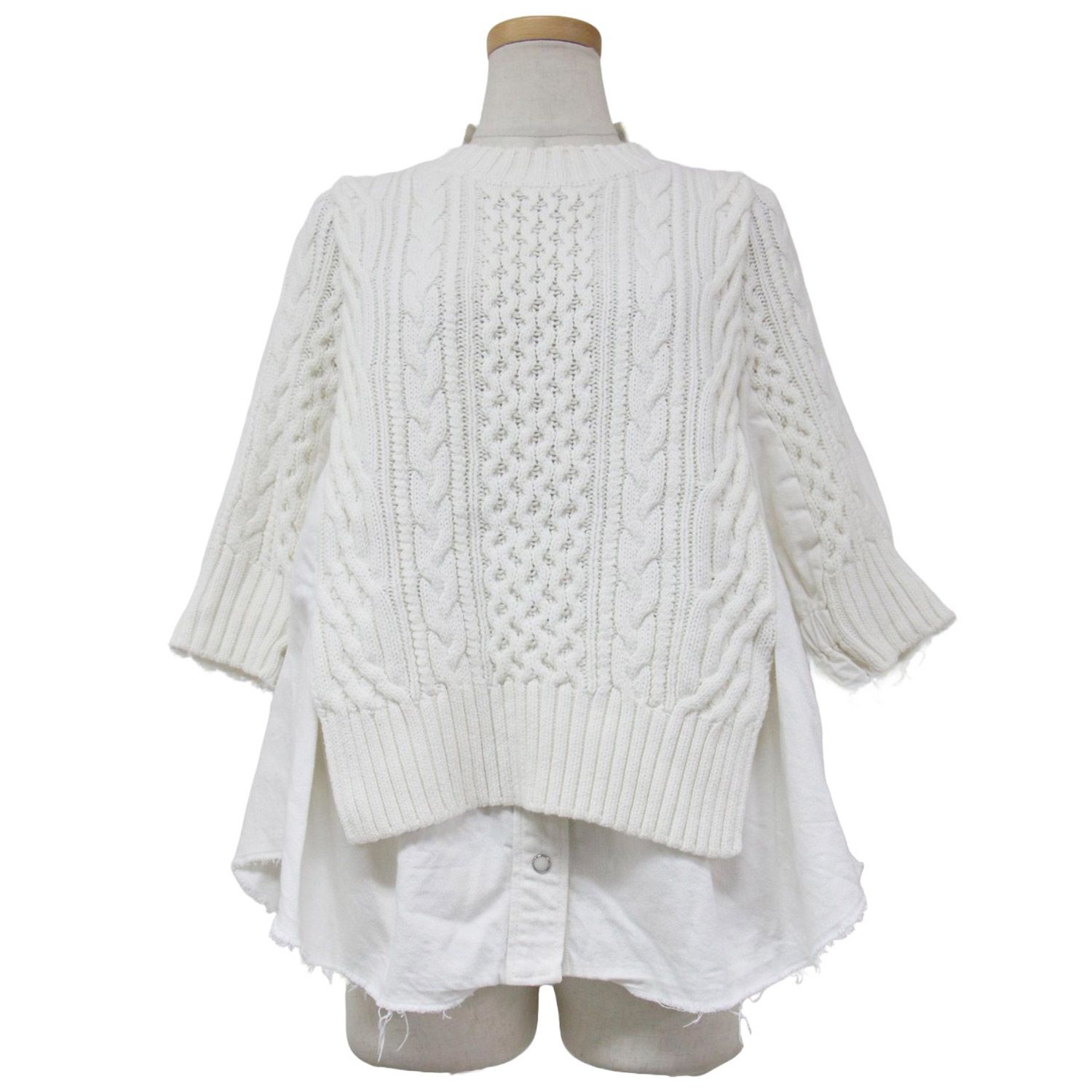 sacai 長袖シャツ 裾レース 異素材ドッキング サカイ