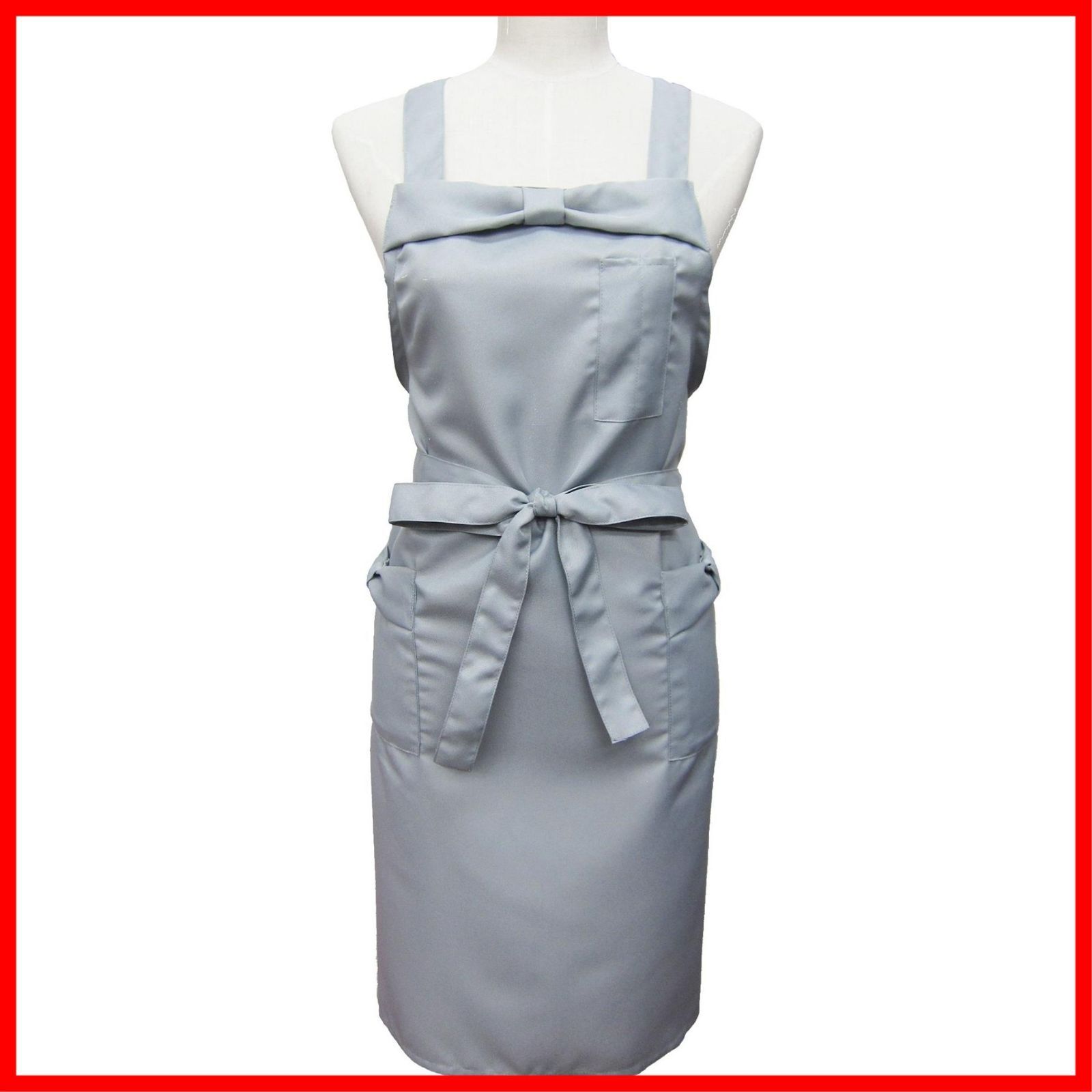 人気商品 女性用 リボン おしゃれ エプロン グレー かわいい TO187