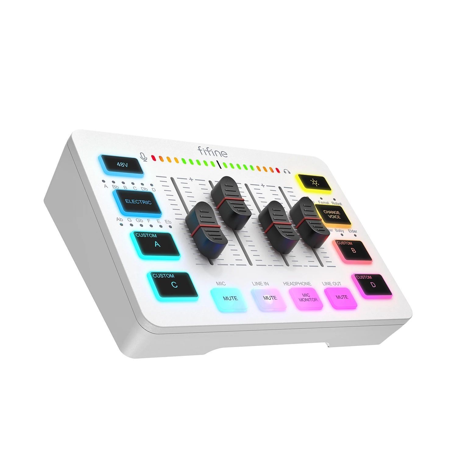Xlrマイクインターフェースとrgbを備えたffitine-ゲーム用のサウンドミキサー ゲーム ポッドキャスト ストリーミングアンプ 4チャンネル 1sqr538